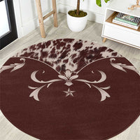 Cowboys Wild West Round Carpet Dark Brown Cow Prints - Wonder Print Shop