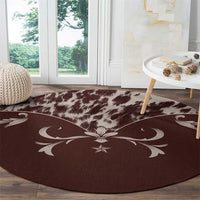 Cowboys Wild West Round Carpet Dark Brown Cow Prints - Wonder Print Shop