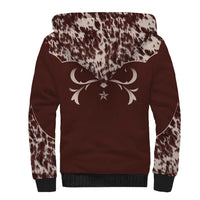 Cowboys Wild West Sherpa Hoodie Dark Brown Cow Prints - Wonder Print Shop