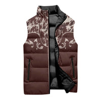Cowboys Wild West Sleeveless Puffer Jacket Dark Brown Cow Prints - Wonder Print Shop