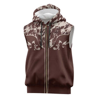 Cowboys Wild West Sleeveless Zip Hoodie Dark Brown Cow Prints - Wonder Print Shop