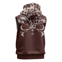Cowboys Wild West Sleeveless Zip Hoodie Dark Brown Cow Prints - Wonder Print Shop