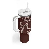 Cowboys Wild West Tumbler With Handle Dark Brown Cow Prints - Wonder Print Shop