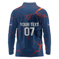 Cape Verde Football WC26 Custom Long Sleeve Polo Shirt Dark Horse Rising