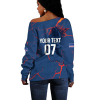 Cape Verde Football WC26 Custom Off Shoulder Sweater Dark Horse Rising