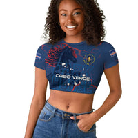Cape Verde Football WC26 Custom Raglan Cropped T shirt Dark Horse Rising