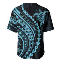 Polynesian Pride Baseball Jersey Turtle Hibiscus Luxury Style - Aquamarine LT7 - Wonder Print Shop