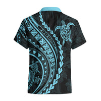 Polynesian Pride Hawaiian Shirt Turtle Hibiscus Luxury Style - Aquamarine - Wonder Print Shop
