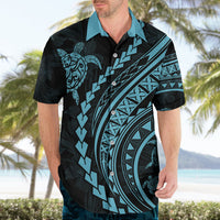 Polynesian Pride Hawaiian Shirt Turtle Hibiscus Luxury Style - Aquamarine - Wonder Print Shop