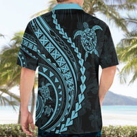 Polynesian Pride Hawaiian Shirt Turtle Hibiscus Luxury Style - Aquamarine - Wonder Print Shop