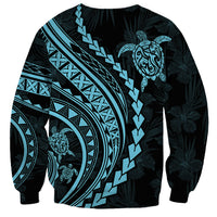 Polynesian Pride Sweatshirt Turtle Hibiscus Luxury Style - Aquamarine - Wonder Print Shop