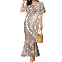 Polynesian Pride Mermaid Dress Turtle Hibiscus Luxury Style - Beige - Wonder Print Shop