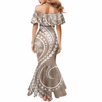 Polynesian Pride Mermaid Dress Turtle Hibiscus Luxury Style - Beige - Wonder Print Shop