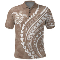 Polynesian Pride Polo Shirt Turtle Hibiscus Luxury Style - Beige - Wonder Print Shop