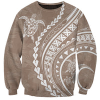 Polynesian Pride Sweatshirt Turtle Hibiscus Luxury Style - Beige - Wonder Print Shop