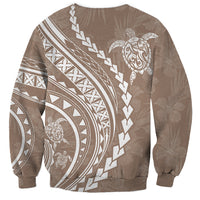 Polynesian Pride Sweatshirt Turtle Hibiscus Luxury Style - Beige - Wonder Print Shop