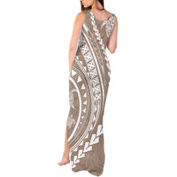 Polynesian Pride Tank Maxi Dress Turtle Hibiscus Luxury Style - Beige - Wonder Print Shop