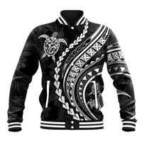 Polynesian Pride Baseball Jacket Turtle Hibiscus Luxury Style - Black LT7 - Wonder Print Shop