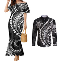 polynesian-pride-couples-matching-mermaid-dress-and-long-sleeve-button-shirts-turtle-hibiscus-luxury-style-black