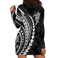 Polynesian Pride Hoodie Dress Turtle Hibiscus Luxury Style - Black - Wonder Print Shop