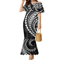 Polynesian Pride Mermaid Dress Turtle Hibiscus Luxury Style - Black - Wonder Print Shop