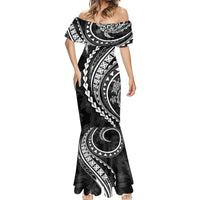 Polynesian Pride Mermaid Dress Turtle Hibiscus Luxury Style - Black - Wonder Print Shop