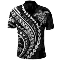Polynesian Pride Polo Shirt Turtle Hibiscus Luxury Style - Black - Wonder Print Shop