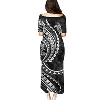 Polynesian Pride Puletasi Turtle Hibiscus Luxury Style - Black - Wonder Print Shop