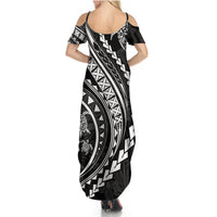 Polynesian Pride Summer Maxi Dress Turtle Hibiscus Luxury Style - Black - Wonder Print Shop