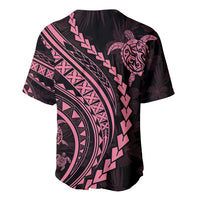 Polynesian Pride Baseball Jersey Turtle Hibiscus Luxury Style - Carnation Pink LT7 - Wonder Print Shop
