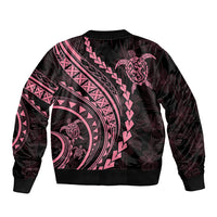 Polynesian Pride Bomber Jacket Turtle Hibiscus Luxury Style - Carnation Pink LT7 - Wonder Print Shop