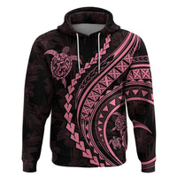 Polynesian Pride Hoodie Turtle Hibiscus Luxury Style - Carnation Pink - Wonder Print Shop