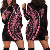 Polynesian Pride Hoodie Dress Turtle Hibiscus Luxury Style - Carnation Pink - Wonder Print Shop
