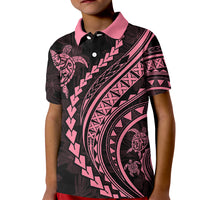 Polynesian Pride Kid Polo Shirt Turtle Hibiscus Luxury Style - Carnation Pink - Wonder Print Shop
