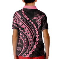 Polynesian Pride Kid Polo Shirt Turtle Hibiscus Luxury Style - Carnation Pink - Wonder Print Shop