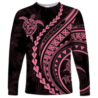 Polynesian Pride Long Sleeve Shirt Turtle Hibiscus Luxury Style - Carnation Pink - Wonder Print Shop
