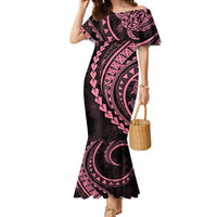 Polynesian Pride Mermaid Dress Turtle Hibiscus Luxury Style - Carnation Pink - Wonder Print Shop