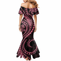 Polynesian Pride Mermaid Dress Turtle Hibiscus Luxury Style - Carnation Pink - Wonder Print Shop