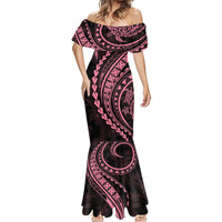 Polynesian Pride Mermaid Dress Turtle Hibiscus Luxury Style - Carnation Pink - Wonder Print Shop