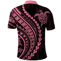 Polynesian Pride Polo Shirt Turtle Hibiscus Luxury Style - Carnation Pink - Wonder Print Shop