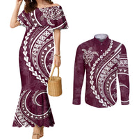 polynesian-pride-couples-matching-mermaid-dress-and-long-sleeve-button-shirts-turtle-hibiscus-luxury-style-champagne