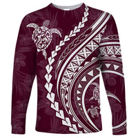 Polynesian Pride Long Sleeve Shirt Turtle Hibiscus Luxury Style - Champagne - Wonder Print Shop