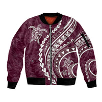 Polynesian Pride Sleeve Zip Bomber Jacket Turtle Hibiscus Luxury Style - Champagne - Wonder Print Shop