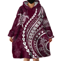 Polynesian Pride Wearable Blanket Hoodie Turtle Hibiscus Luxury Style - Champagne - Wonder Print Shop