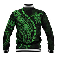 Polynesian Pride Baseball Jacket Turtle Hibiscus Luxury Style - Green LT7 - Wonder Print Shop