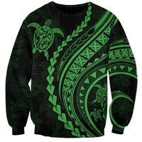 Polynesian Pride Sweatshirt Turtle Hibiscus Luxury Style - Green - Wonder Print Shop