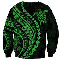 Polynesian Pride Sweatshirt Turtle Hibiscus Luxury Style - Green - Wonder Print Shop