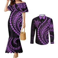 polynesian-pride-couples-matching-mermaid-dress-and-long-sleeve-button-shirts-turtle-hibiscus-luxury-style-lilac