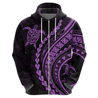 Polynesian Pride Hoodie Turtle Hibiscus Luxury Style - Lilac - Wonder Print Shop