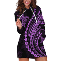 Polynesian Pride Hoodie Dress Turtle Hibiscus Luxury Style - Lilac - Wonder Print Shop